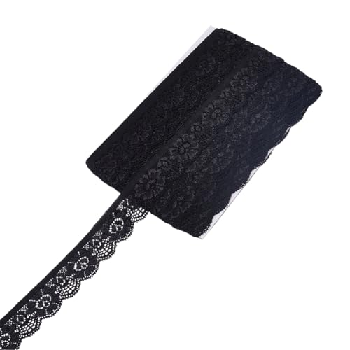 CRAFTYMELODY 20 Yards 1 Zoll Spitzenbesatzband Aus Polyester Schwarz Elastisch Dehnbar Gehäkelt Zum Nähen Spitzenrandbesatz Perfekt Für Bastel Und Dekorationsprojekte CRAFTYMELODY 20 Yards 1 Zoll Spitzenbesatzband Aus Polyester Schwarz Elastisch Dehnbar Gehäkelt Zum Nähen Spitzenrandbesatz Perfekt Für Bastel Und Dekorationsprojekte von CRAFTYMELODY