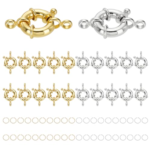 CRAFTYMELODY 20 x Federverschlussring 2 Farben Runder Verbindungsverschluss 13x5mm Mit 20 x 4mm Biegering Gold/Silber Für Die Schmuckherstellung Zubehör CRAFTYMELODY 20 x Federverschlussring 2 Farben Runder Verbindungsverschluss 13x5mm Mit 20 x 4mm Biegering Gold/Silber Für Die Schmuckherstellung Zubehör von CRAFTYMELODY