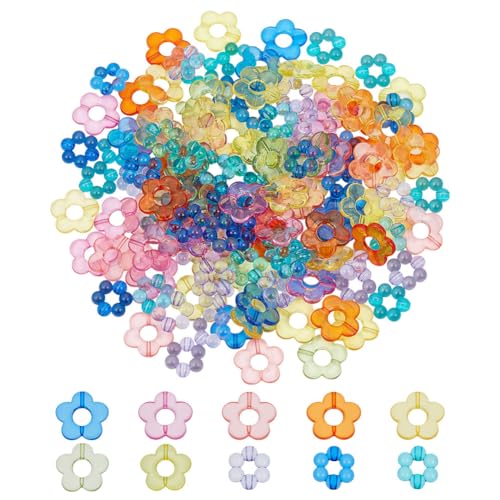 CRAFTYMELODY 200 Stück 10 Farben Perlenrahmen Acryl Transparent Blumenperlenrahmen Hohlblumenrahmen Abstandsperlen Doppelloch Verbindungsstück von CRAFTYMELODY