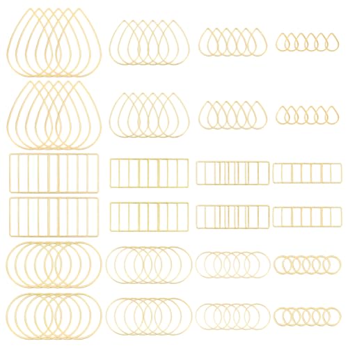 CRAFTYMELODY 200 Stück 12 Stile Runde Ohrringe Perlen Creolen Gold Silber Kreis Quadrat Tropfenform Ohrring Befunde Offene Lünetten Rahmen Verbindungsringe von CRAFTYMELODY
