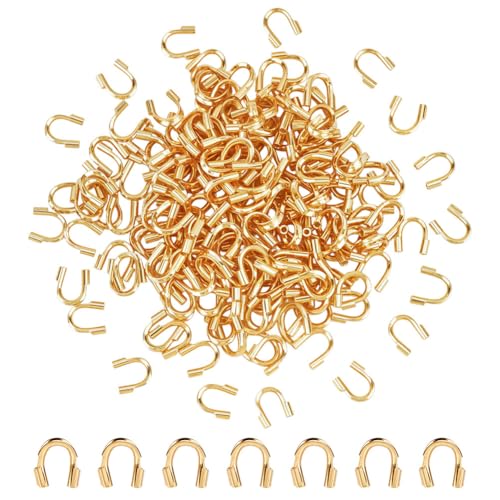 CRAFTYMELODY 200 Stück 18K Gold Messing Drahtschutz U Form Drahtschutzschlaufen Fadenschutzrohr Beschläge Mit 0.5mm Loch Für Die Schmuckherstellung von CRAFTYMELODY