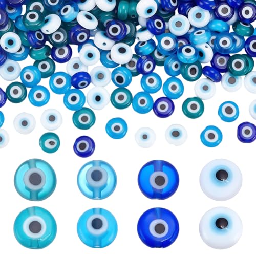 CRAFTYMELODY 200 Stück 4 Farben Handgemachte Evil Eye Lampwork Perlen 6mm Flache Runde Lose Glas Spacer Perlen Multicolor Monster Eye Charms CRAFTYMELODY 200 Stück 4 Farben Handgemachte Evil Eye Lampwork Perlen 6mm Flache Runde Lose Glas Spacer Perlen Multicolor Monster Eye Charms von CRAFTYMELODY