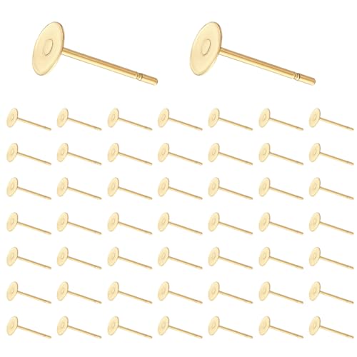 CRAFTYMELODY 200 Stück Flache Ohrstecker Mit 18 Karat Vergoldeten Ohrsteckern Aus Edelstahl Flach Rund Blank 12x5mm Für Bastelbedarf CRAFTYMELODY 200 Stück Flache Ohrstecker Mit 18 Karat Vergoldeten Ohrsteckern Aus Edelstahl Flach Rund Blank 12x5mm Für Bastelbedarf von CRAFTYMELODY