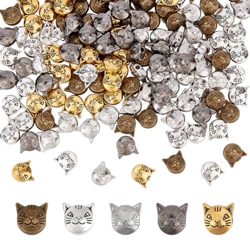 CRAFTYMELODY 200 Stück Katzen Abstandshalterperlen In 5 Farben 8x8mm Katzenkopf Perlen Tibetisches Kätzchen Lose Perlen Bulk Metall Tier Charm Perlen Süßer Schmuck CRAFTYMELODY 200 Stück Katzen Abstandshalterperlen In 5 Farben 8x8mm Katzenkopf Perlen Tibetisches Kätzchen Lose Perlen Bulk Metall Tier Charm Perlen Süßer Schmuck von CRAFTYMELODY