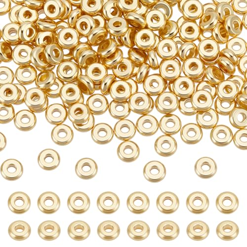 CRAFTYMELODY 200 Stück Messing Scheibenperlen Langlebig Echt 18 Karat Vergoldet Rondell Abstandsperlen 4mm Flache Runde Form Lose Perle Für Armband Halskette CRAFTYMELODY 200 Stück Messing Scheibenperlen Langlebig Echt 18 Karat Vergoldet Rondell Abstandsperlen 4mm Flache Runde Form Lose Perle Für Armband Halskette von CRAFTYMELODY