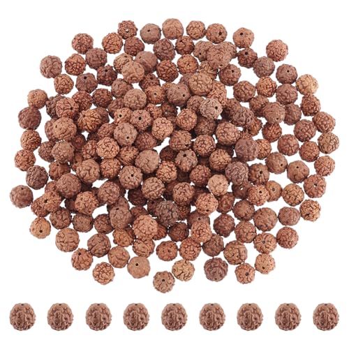 CRAFTYMELODY 200 Stück Natürliche Rudraksh Perlen Runde Holzperlen Ungefärbte Bodhi Perlen Aus Holz 6~9mm Meditation Lose Perlenmasse Zur Schmuckherstellung von CRAFTYMELODY