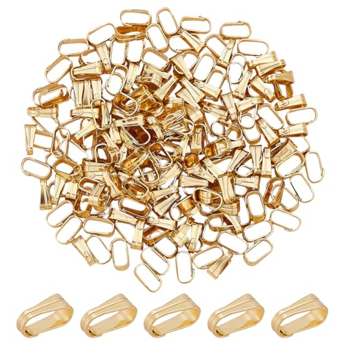CRAFTYMELODY 200 Stück Schnappverschluss 18K Vergoldet Edelstahl Pinch Bail Haken Clip Verschluss Perlen Anhänger Verbinder Baumeln Charm Schmuck Finden von CRAFTYMELODY