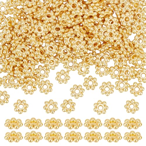 CRAFTYMELODY 200 x Blumen Abstandshalterperlen. 6mm 18K Vergoldete Legierung Daisy Beads Metall Lose Perlen Bulk Schneeflocke Lose Spacer Perlen Blumen Charm Perlen CRAFTYMELODY 200 x Blumen Abstandshalterperlen. 6mm 18K Vergoldete Legierung Daisy Beads Metall Lose Perlen Bulk Schneeflocke Lose Spacer Perlen Blumen Charm Perlen von CRAFTYMELODY