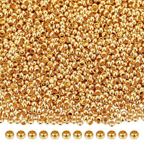 CRAFTYMELODY 2000 Stück Runde Quetschperlen 3mm Goldene Abstandshalter Perlen Metall Quetschperlen Klemme Endstopper Abstandshalter Für Die Schmuckherstellung von CRAFTYMELODY