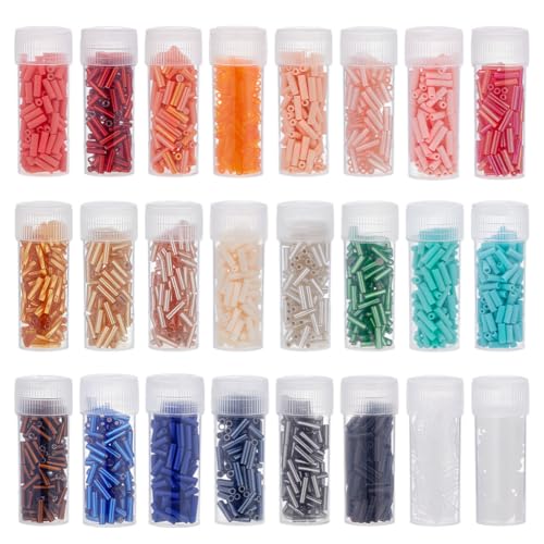 CRAFTYMELODY 2159 Stück Stiftperlen 24 Farben 6mm Glasperlen Kleine Röhrchen Masse Für Schmuckherstellung Zubehör Zubehör DIY Basteln Charm von CRAFTYMELODY