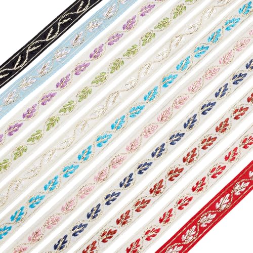 CRAFTYMELODY 22 Yards Jacquardband 11 Farben Besticktes Webband 1/2 Zoll Blattstoffbesatz Vorhangbesatz Bekleidungszubehör CRAFTYMELODY 22 Yards Jacquardband 11 Farben Besticktes Webband 1/2 Zoll Blattstoffbesatz Vorhangbesatz Bekleidungszubehör von CRAFTYMELODY