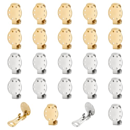 CRAFTYMELODY 24 Stück Flache Runde Ohrclips 2 Farbige Aus Edelstahl Konverter Goldsplitter Tablett Nicht Durchbohrte Ohrringe Für Frauen von CRAFTYMELODY