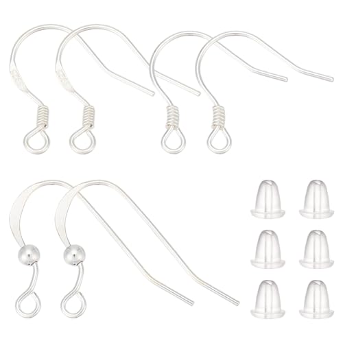 CRAFTYMELODY 24 Stück Französische Ohrringhaken 3 Stile 925 Sterlingsilber Ohrdraht Mit Schlaufe 20 Stück Verschlüsse Baumelnde Fischhaken Ohrring Befunde Zur Schmuckherstellung von CRAFTYMELODY