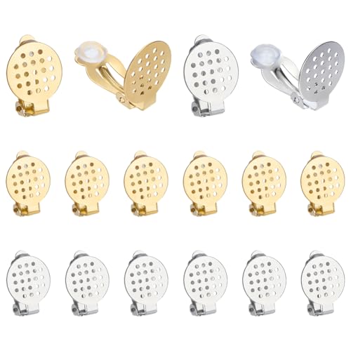 CRAFTYMELODY 24 Stück Ohrclip Adapter Aus Edelstahl Ohrclip Konverter Aus Gold Und Silber Ohrclips Mit Ohrring Pad Für Frauen von CRAFTYMELODY