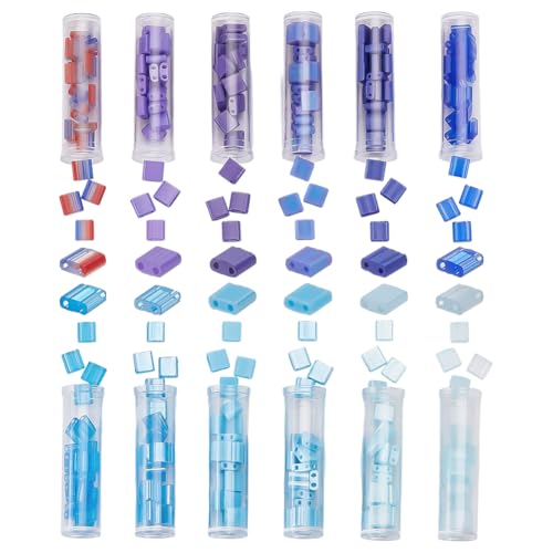 CRAFTYMELODY 240 Stück 12 Farben 2 Loch Glas Rocailles Perlen 5mm Spacer Lose Perlen Bulk Rechteck Für Schmuckherstellung Zubehör Zubehör Dekoration von CRAFTYMELODY