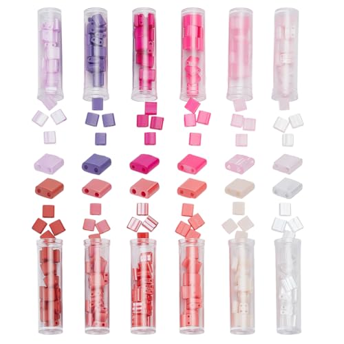 CRAFTYMELODY 240 Stück 12 Farben 2 Loch Glas Rocailles Perlen 5mm Spacer Lose Perlen Bulk Rechteck Für Schmuckherstellung Zubehör von CRAFTYMELODY