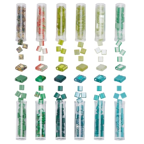 CRAFTYMELODY 240 Stück 12 Farben 2 Loch Glas Rocailles Perlen 5mm Spacer Lose Perlen Bulk Rechteck Für Schmuckherstellung Zubehör von CRAFTYMELODY
