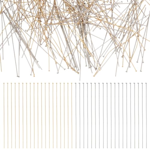 CRAFTYMELODY 240 Stück 2 Farben Flachkopfstifte 22 Gauge 18 Karat Gold 304 Edelstahl Gerade Kopfstifte Befunde Schmuckherstellung Stift Metall Endkopfstifte von CRAFTYMELODY