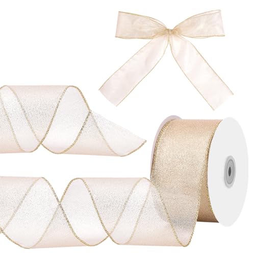 CRAFTYMELODY 25 Yard Golddrahtband 2 1/2 Zoll Metallisch Glitzerndes Netzband Für Weihnachtsbaum Geschenkverpackungen DIY Veredelungen Schleifenherstellung Heimdekoration CRAFTYMELODY 25 Yard Golddrahtband 2 1/2 Zoll Metallisch Glitzerndes Netzband Für Weihnachtsbaum Geschenkverpackungen DIY Veredelungen Schleifenherstellung Heimdekoration von CRAFTYMELODY