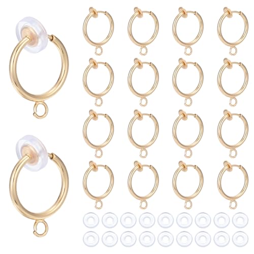 CRAFTYMELODY 28 Stück Ohrclip Konverter Für Creolen Goldene Clip Verschlüsse Messing Creolen Nicht Durchbohrte Ohrringe Mit Schlaufen 28 Stück Komfortpolster von CRAFTYMELODY