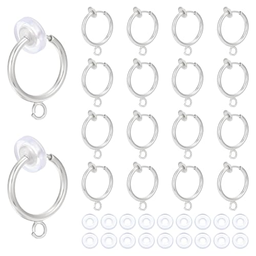 CRAFTYMELODY 28 Stück Ohrclip Konverter Für Creolen Silberne Clip Verschlüsse Messing Creolen Nicht Durchbohrte Ohrringe Mit Schlaufen 28 Stück Komfortpolster von CRAFTYMELODY
