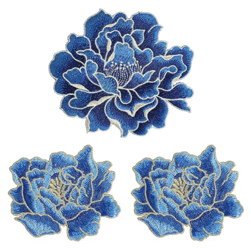 CRAFTYMELODY 3 Stück Aufnäher Mit Pfingstrosen Blumenmuster 2 Stile Besticktes Blumenmuster Aufnäher Zum Aufbügeln Stickerei Kostümzubehör von CRAFTYMELODY