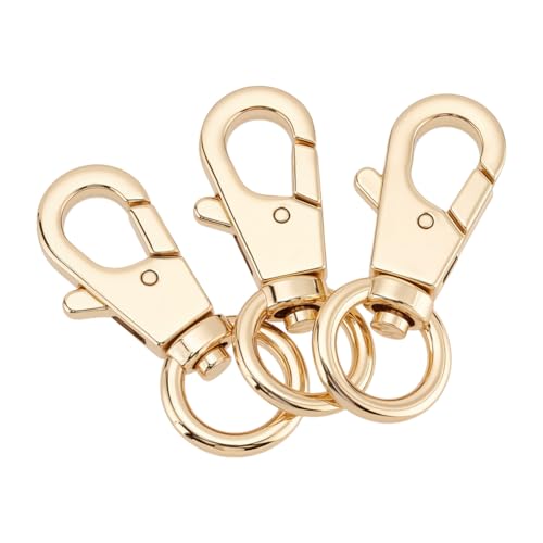 CRAFTYMELODY 3 Stück Trigger Karabinerhaken Messing Drehbare Karabinerhaken 360 Grad Robuste Druckknöpfe Metall Karabinerverschlüsse Lanyard Clips von CRAFTYMELODY