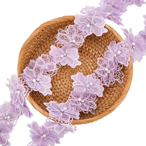 CRAFTYMELODY 3 Yards Klassisch nspitzenbesatz Polyester 3D Klassisch napplikation Mit Perlenimitat Bestickte Bänder Spitzenbesatz Stoff Bekleidungszubehör von CRAFTYMELODY