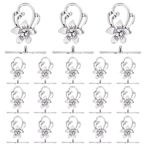 CRAFTYMELODY 30 Stück Knebelverschluss Für Schmuck Antik Silber Blumen T Stab Verschluss Metallstab Und Ringverbinder Endverschlüsse Für Die Schmuckherstellung CRAFTYMELODY 30 Stück Knebelverschluss Für Schmuck Antik Silber Blumen T Stab Verschluss Metallstab Und Ringverbinder Endverschlüsse Für Die Schmuckherstellung von CRAFTYMELODY