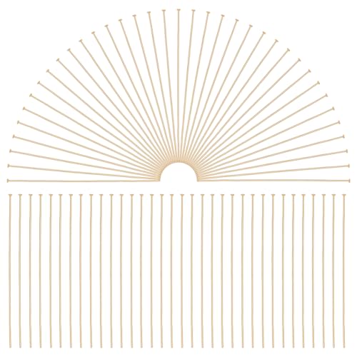CRAFTYMELODY 300 Stück 18K Vergoldete Flachkopfstifte 2 Zoll 304 Edelstahl Geradekopfstifte Schmuckherstellungsstifte Metall Endstifte von CRAFTYMELODY