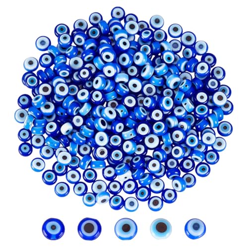 CRAFTYMELODY 300 Stück Evil Eye Lampwork Perlen Handgefertigt Flach Rund Abstandsperlen 4.5mm Blau Evil Eye Charms Türkische Augenperle Zur Schmuckherstellung CRAFTYMELODY 300 Stück Evil Eye Lampwork Perlen Handgefertigt Flach Rund Abstandsperlen 4.5mm Blau Evil Eye Charms Türkische Augenperle Zur Schmuckherstellung von CRAFTYMELODY