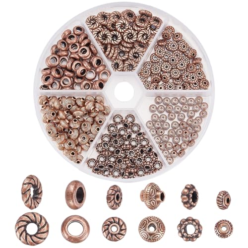 CRAFTYMELODY 300 Stück Tibetische Abstandsperlen In 6 Stilen Lose Metallperlen Vintage Charm Perlen Aus Rotem Kupfer Legierung Blumenperlenkappen Lose Abstandsperlen CRAFTYMELODY 300 Stück Tibetische Abstandsperlen In 6 Stilen Lose Metallperlen Vintage Charm Perlen Aus Rotem Kupfer Legierung Blumenperlenkappen Lose Abstandsperlen von CRAFTYMELODY