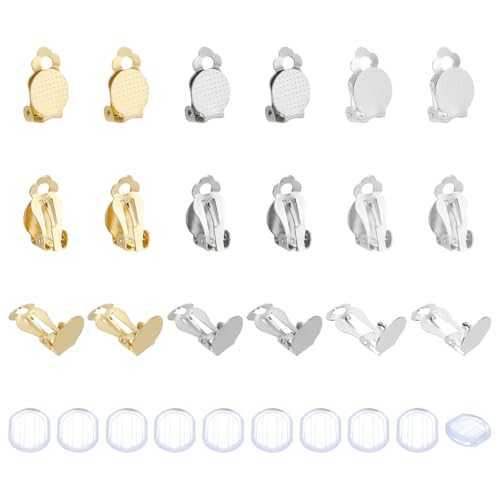CRAFTYMELODY 36 Stück Flache Runde Ohrclips 3 Farbiger Ohrclip Konverter Aus Edelstahl Mit Schlaufe 36 Stück Ohrring Pad Tablett Ohrring Clips Nicht Durchbohrte Ohrringe von CRAFTYMELODY