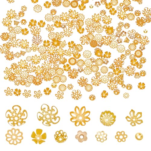 CRAFTYMELODY 360 Stück Blumenperlenkappe 12 Stile Metall Blumenperlen Endkappe Floraler Perlen Endabstandshalter Florale Perlenkappe Filigran Für Die Schmuckherstellung DIY Handwerk von CRAFTYMELODY