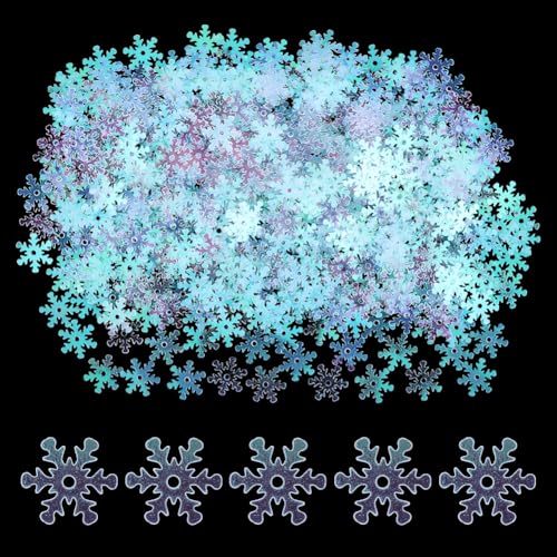 CRAFTYMELODY 3600 Stück Schneeflocken Dekorationsset Harz Glitzer Schneeflocken Konfetti Dekoration Winterparty Hängende Deckenschlangen Schneeflocken Charme von CRAFTYMELODY