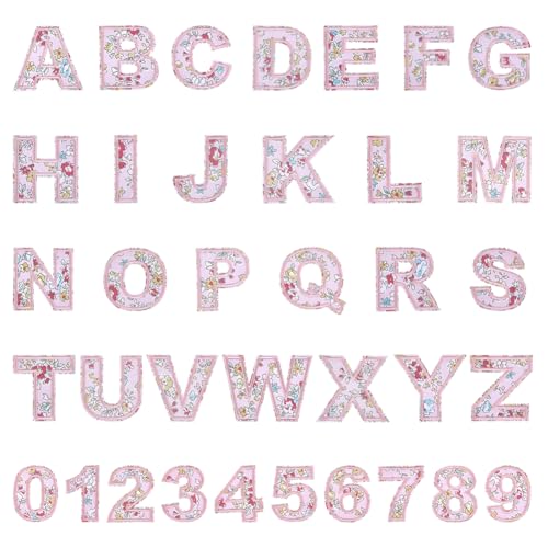 CRAFTYMELODY 4 Beutel Zum Aufbügeln von Buchstaben Und Zahlen Bestickter Aufnäher 2 Stile Polyester Stickerei Zum Aufnähen Applikationen Alphabet Kostümzubehör von CRAFTYMELODY