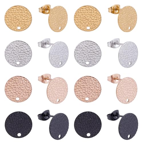 CRAFTYMELODY 4 Farbe Flacher Runder Ohrstecker 48 Stück Edelstahl Ohrstecker Mit Schlaufe Ohrringverschlüsse Beschläge Für Frauen DIY Schmuckherstellung von CRAFTYMELODY