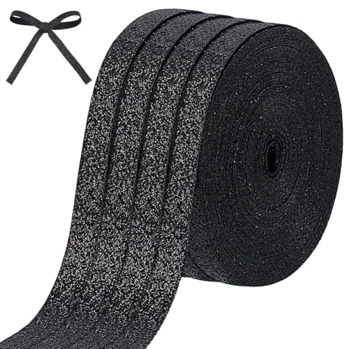 CRAFTYMELODY 4 Rolle Funkelndes Metallic Band Rolle Aus Polyester Glitzerband 3/8(1) cm Für Stoff Kleider Nähen Geschenkverpackungen Hochzeit Party Heimdekoration von CRAFTYMELODY