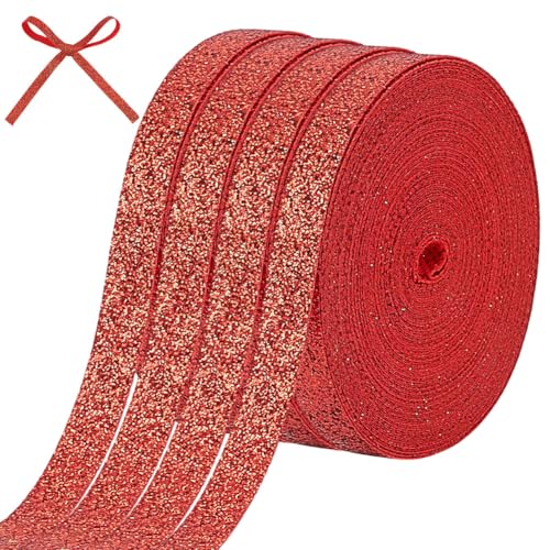 CRAFTYMELODY 4 Rolle Funkelndes Metallic Band Rolle Aus Polyester Glitzerband 3/8(1) cm Für Stoff Kleider Nähen Geschenkverpackungen Hochzeiten Heimdekoration von CRAFTYMELODY