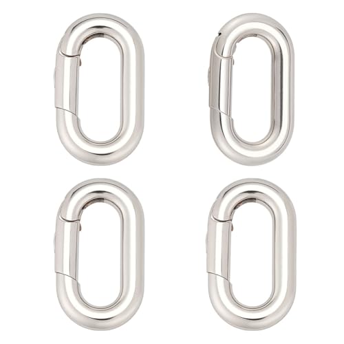 CRAFTYMELODY 4 Stück 304 Edelstahl Federtorringe Ovale Verschlussbeschläge 18x10.5x3mm Metall Karabinerhaken Schnallenverschlüsse von CRAFTYMELODY