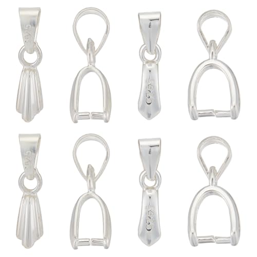 CRAFTYMELODY 4 Stück Klemmverschluss 2 Größe 925 Sterling Silber Druckknopfverschluss Perlenanhänger Verbinder Baumeln Charm Schmuckfund Für Die Schmuckherstellung von CRAFTYMELODY