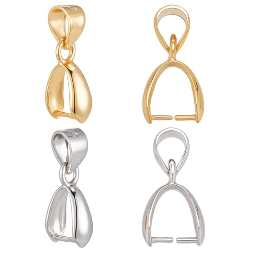 CRAFTYMELODY 4 Stück Klemmverschluss 925 Sterling Silber Druckknöpfe Gold Silber Perlenanhänger Verbinder Anhänger Schmuckfund Für Die Schmuckherstellung von CRAFTYMELODY