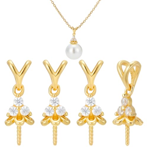 CRAFTYMELODY 4 Stück Ösenstift Ösenstift 925 Sterlingsilber Schrauben Ösenstift Ösenstift Goldbecher Perlenverbinder Für Halbgebohrte Perlen Charms Anhänger von CRAFTYMELODY