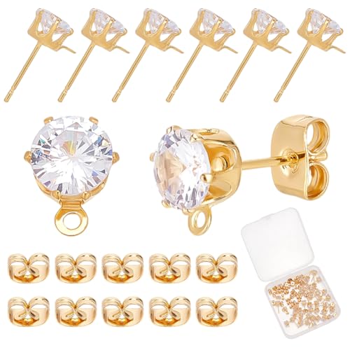 CRAFTYMELODY 40 Stück 14 Karat Vergoldete Ohrstecker Beschläge Mit 316 Stiften Aus Chirurgischem Edelstahl Und Zirkonia Ohrsteckern CRAFTYMELODY 40 Stück 14 Karat Vergoldete Ohrstecker Beschläge Mit 316 Stiften Aus Chirurgischem Edelstahl Und Zirkonia Ohrsteckern von CRAFTYMELODY