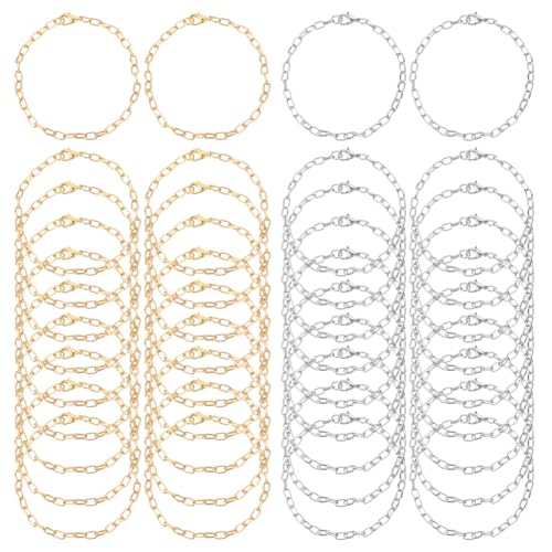 CRAFTYMELODY 40 Stück 2 Farben Kabelkette Armbandherstellung Metallarmbandverlängerung Mit Karabinerverschlüssen 8 Zoll Gliederkette Für Die Schmuckherstellung von CRAFTYMELODY