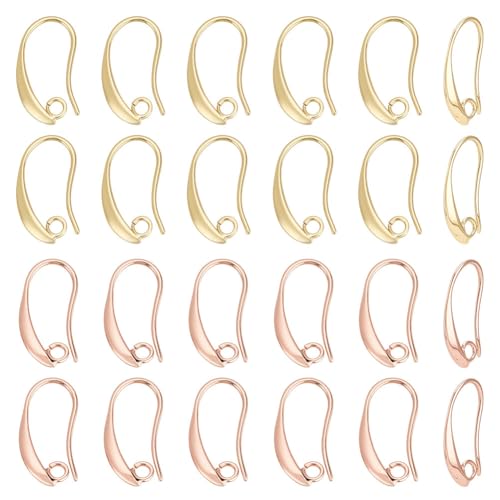 CRAFTYMELODY 40 Stück Ohrringhaken Messing Ohrhaken Mit Schleife Gold Roségold Französische Ohrringhaken Baumeln Fischohrstecker von CRAFTYMELODY