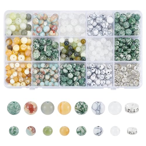 CRAFTYMELODY 420 Stück Natürliche Synthetische Steinperlen Mit 40 Stück Eisen Strass Abstandshalterperlen 16 runde Lose Edelsteinperlen Für Die Schmuckherstellung CRAFTYMELODY 420 Stück Natürliche Synthetische Steinperlen Mit 40 Stück Eisen Strass Abstandshalterperlen 16 runde Lose Edelsteinperlen Für Die Schmuckherstellung von CRAFTYMELODY
