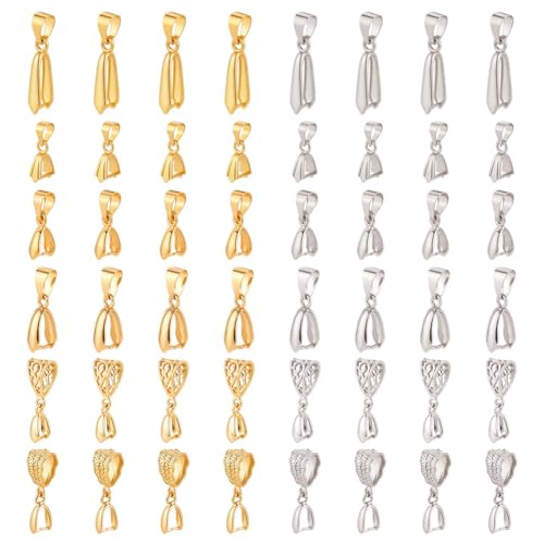 CRAFTYMELODY 48 Stück Klemmverschluss 12 Stil Messing Druckknopfverschluss Gold Platin Perlen Anhänger Verbinder Baumeln Charm Schmuckfund Für Die Schmuckherstellung von CRAFTYMELODY