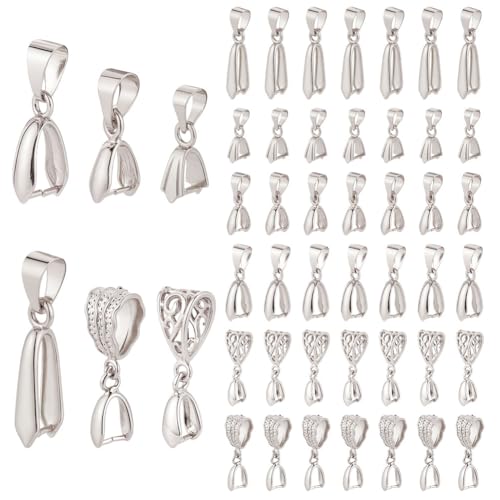 CRAFTYMELODY 48 Stück Klemmverschluss 6 Stil Messing Druckknopfverschluss Platin Perlen Anhänger Verbinder Baumeln Charm Schmuckfund Für Die Schmuckherstellung von CRAFTYMELODY