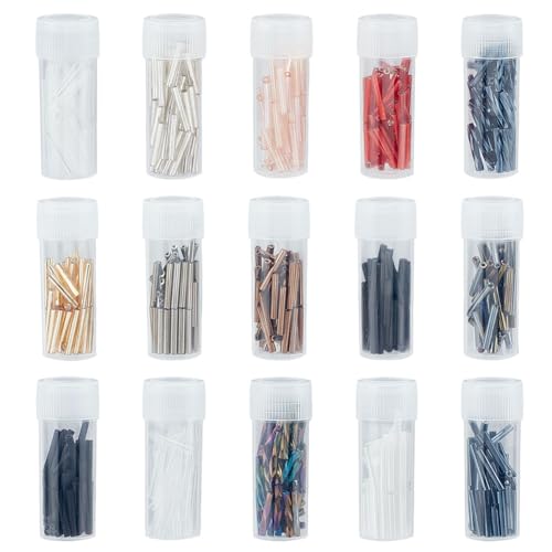 CRAFTYMELODY 495 Stück 15 Farben Glasperlen Metallic Farben Lange Röhrenperle 12x2mm Verdrehte Lose Spacer Perle Transparente Perlen CRAFTYMELODY 495 Stück 15 Farben Glasperlen Metallic Farben Lange Röhrenperle 12x2mm Verdrehte Lose Spacer Perle Transparente Perlen von CRAFTYMELODY